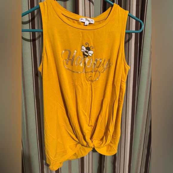 love glam girl Tops - Love Yellow Tie Front Tank Top